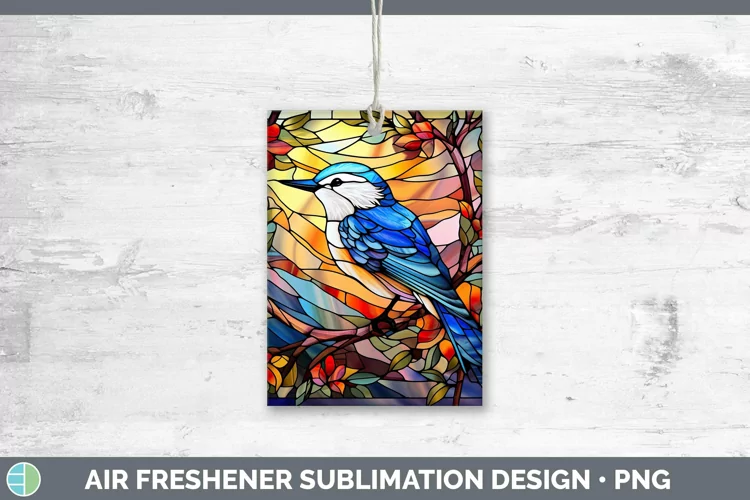 Stained Glass Bird Nuthatch Air Freshener Sublimation Car Fr