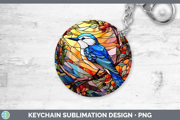 GorgeousStained Glass Bird Keychain design.