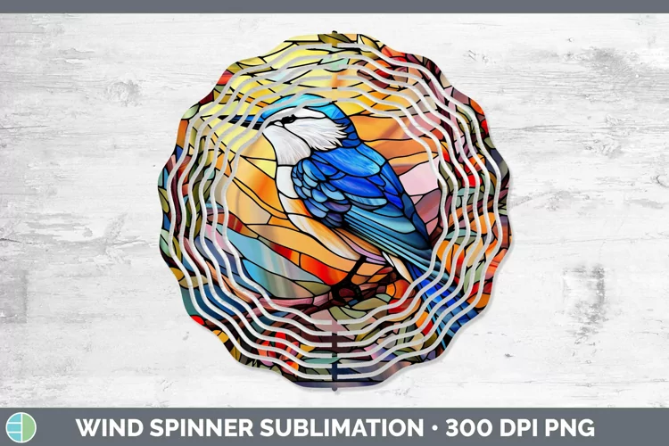 Stained Glass Bird Nuthatch Wind Spinner Sublimation Spinner