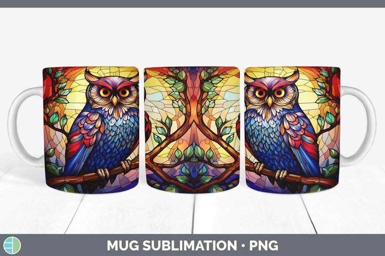 GorgeousStained Glass Bird Mug Wrap design.