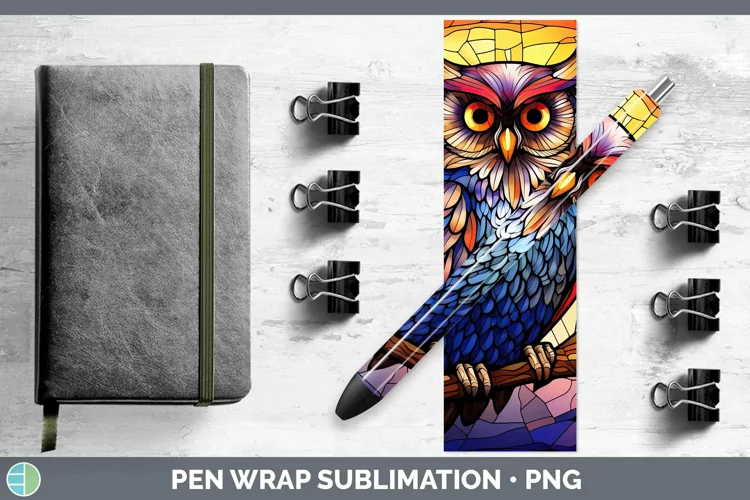 Stained Glass Bird Owl Pen Wrap Sublimation Epoxy Pen Design