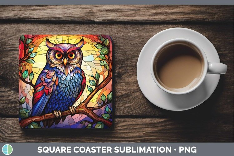 GorgeousStained Glass Bird Square Coaster design.