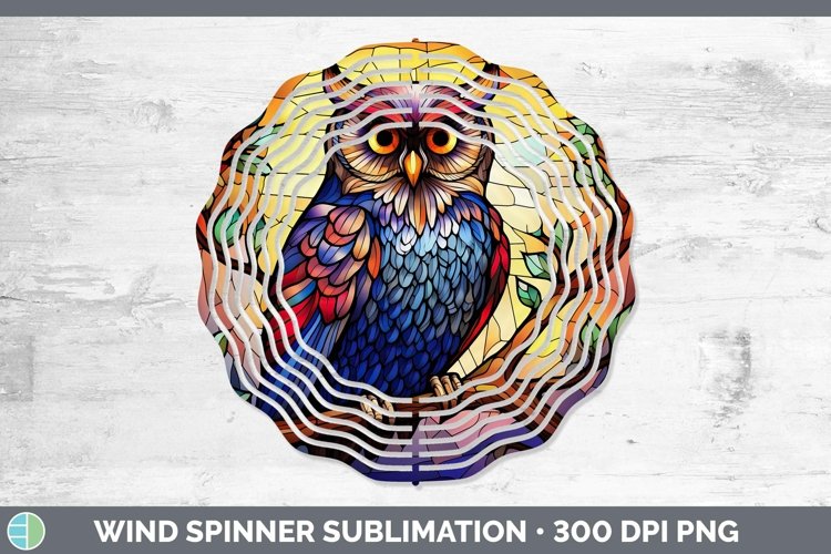 Stained Glass Bird Owl Wind Spinner Sublimation Spinner Desi