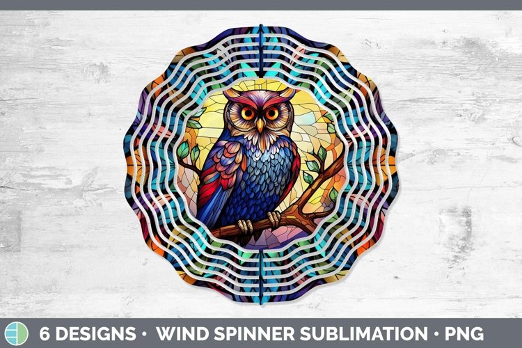 Stained Glass Bird Owl Wind Spinner Sublimation Spinner Desi