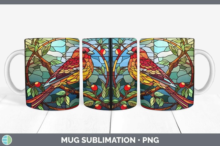 GorgeousStained Glass Bird Mug Wrap design.