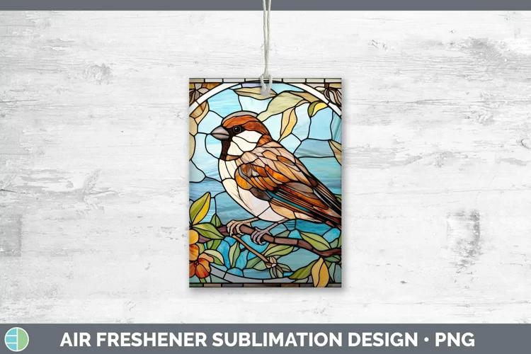Stained Glass Bird Sparrow Air Freshener Sublimation Car Fre