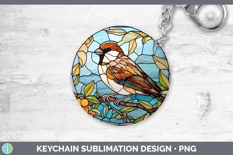 GorgeousStained Glass Bird Keychain design.