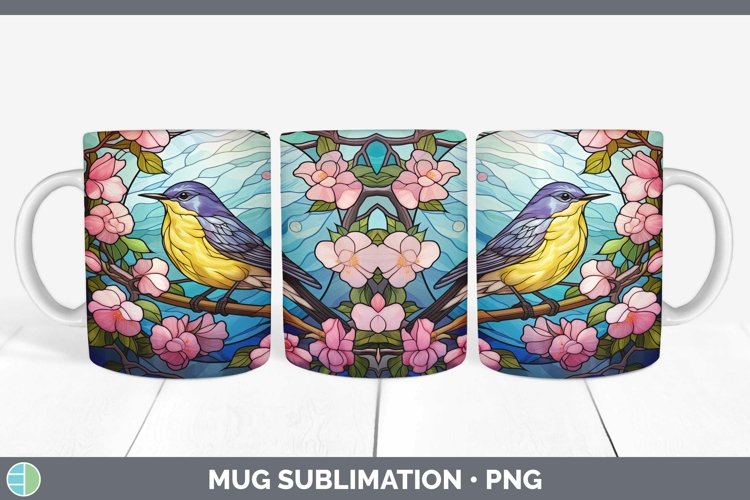 GorgeousStained Glass Bird Mug Wrap design.
