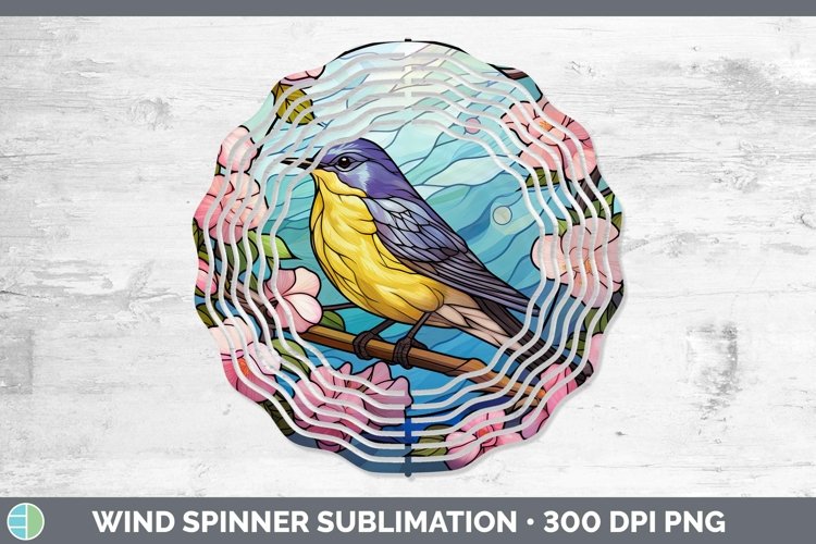 Stained Glass Bird Warbler Wind Spinner Sublimation Spinner