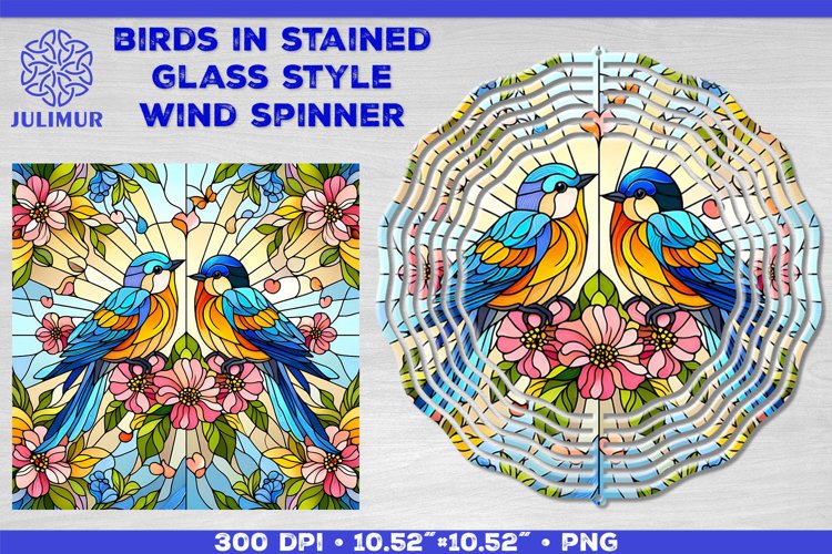 Summer Birds Wind Spinner Sublimation Template example image 1