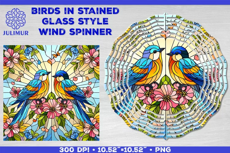 Summer Birds Wind Spinner Sublimation Template