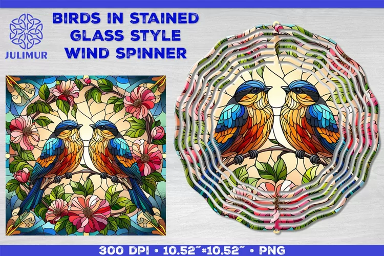 Summer Birds Wind Spinner Sublimation Template