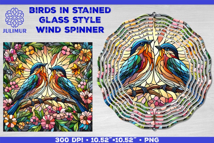 Summer Birds Wind Spinner Sublimation Template example image 1