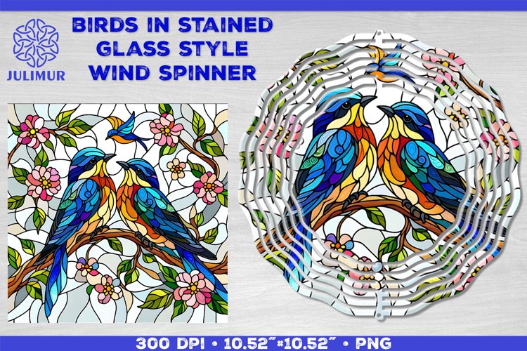 Summer Birds Wind Spinner Sublimation Template example image 1
