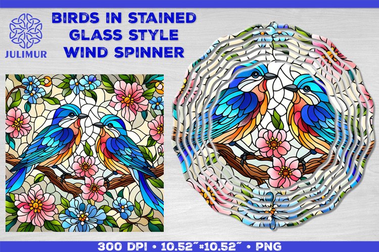 Summer Birds Wind Spinner Sublimation Template example image 1