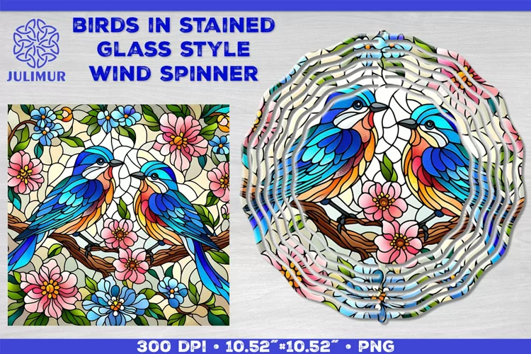 Summer Birds Wind Spinner Sublimation Template
