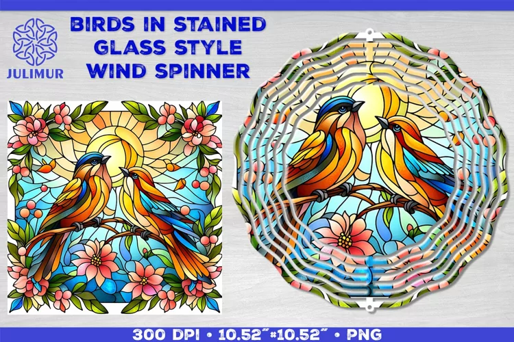 Summer Birds Wind Spinner Sublimation Template
