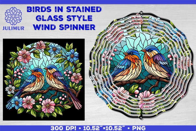 Summer Birds Wind Spinner Sublimation Template example image 1