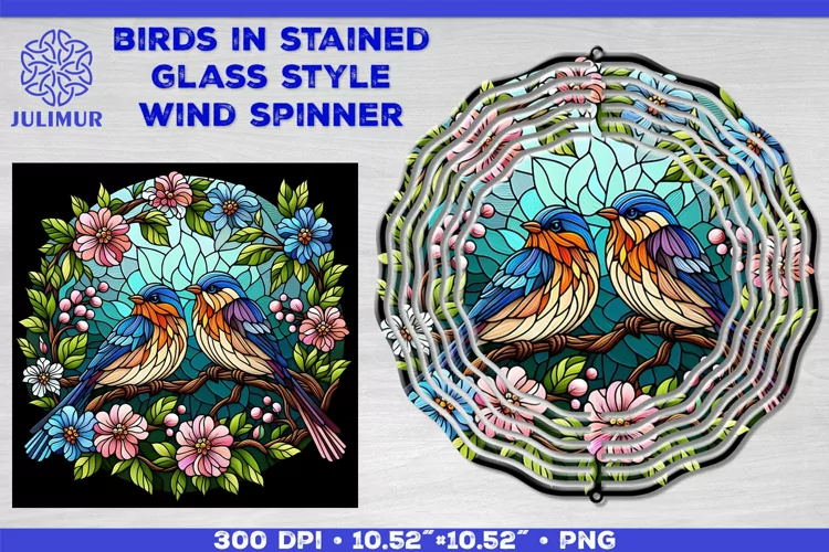 Summer Birds Wind Spinner Sublimation Template