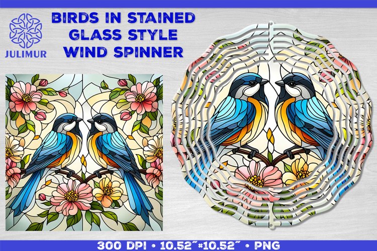 Summer Birds Wind Spinner Sublimation Template example image 1