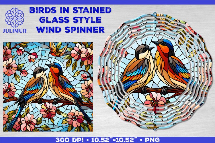 Summer Birds Wind Spinner Sublimation Template example image 1