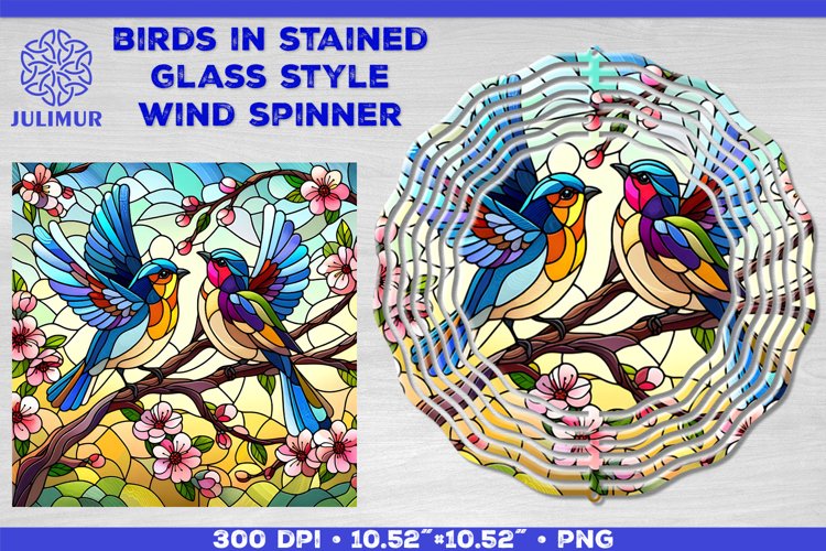 Summer Birds Wind Spinner Sublimation Template example image 1