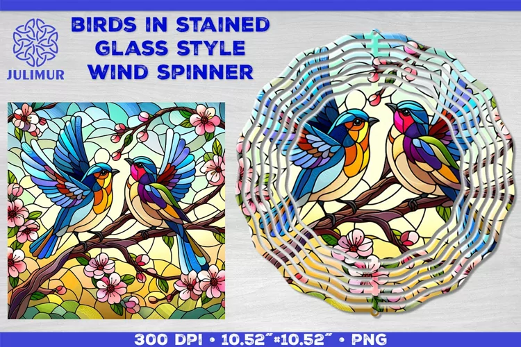 Summer Birds Wind Spinner Sublimation Template