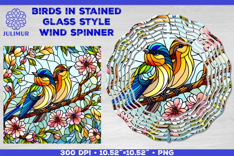 Summer Birds Wind Spinner Sublimation Template example image 1