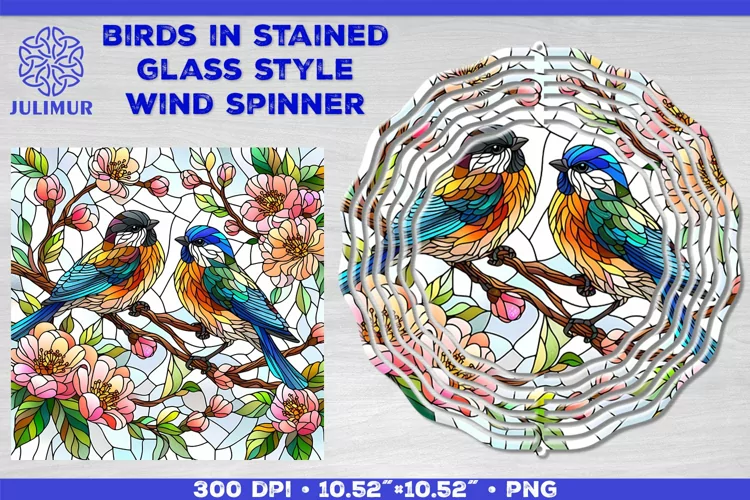 Summer Birds Wind Spinner Sublimation Template