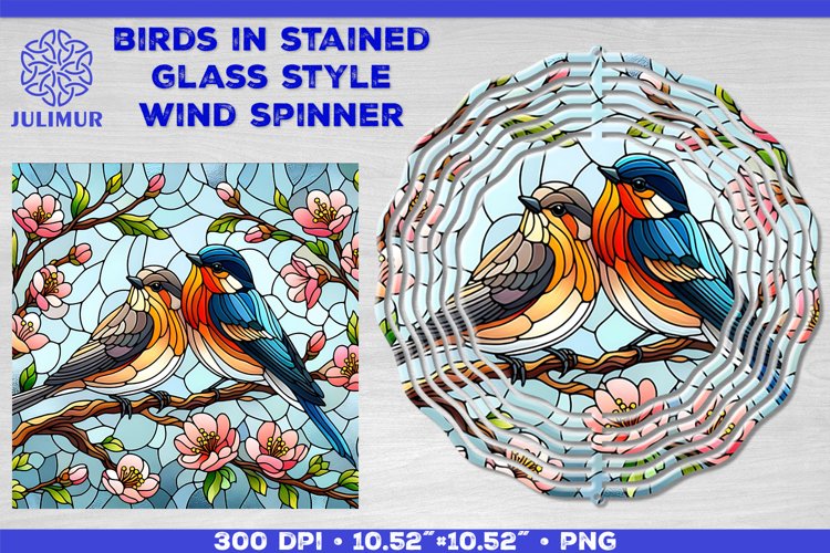 Summer Birds Wind Spinner Sublimation Template example image 1