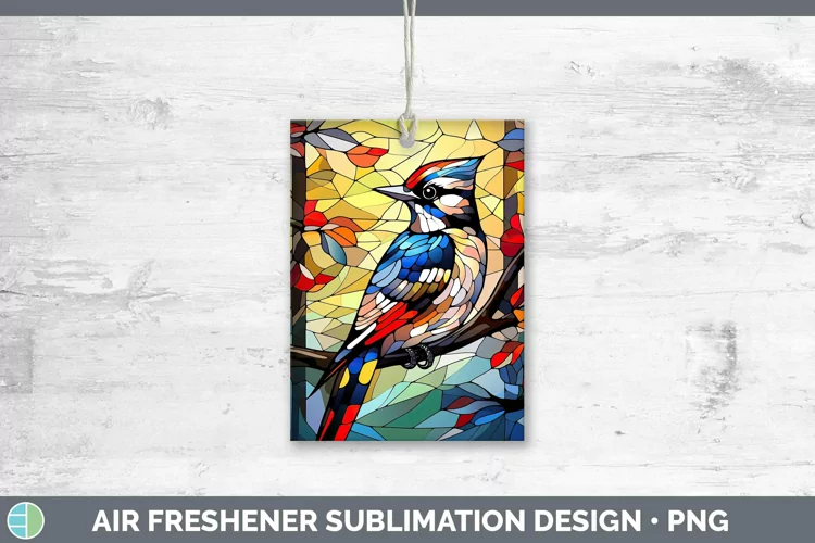 Stained Glass Bird Woodpecker Air Freshener Sublimation Car