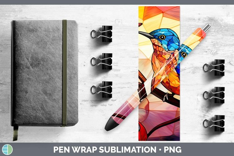 GorgeousStained Glass Bird Pen Wrap design.