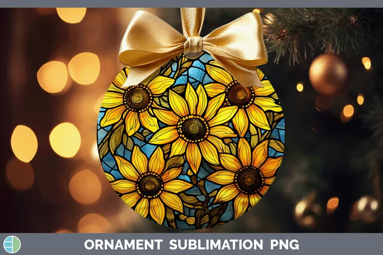 Stained Glass Black-eyed Susan Ornament Sublimation Bauble D
