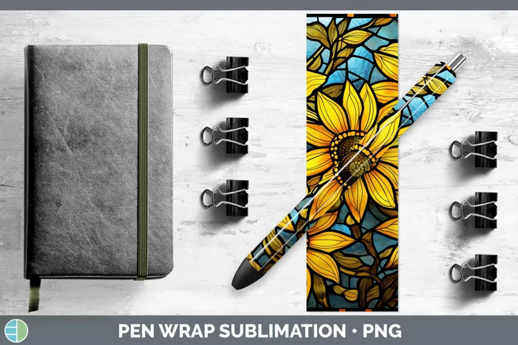 Stained Glass Black-eyed Susan Pen Wrap Sublimation Epoxy Pe