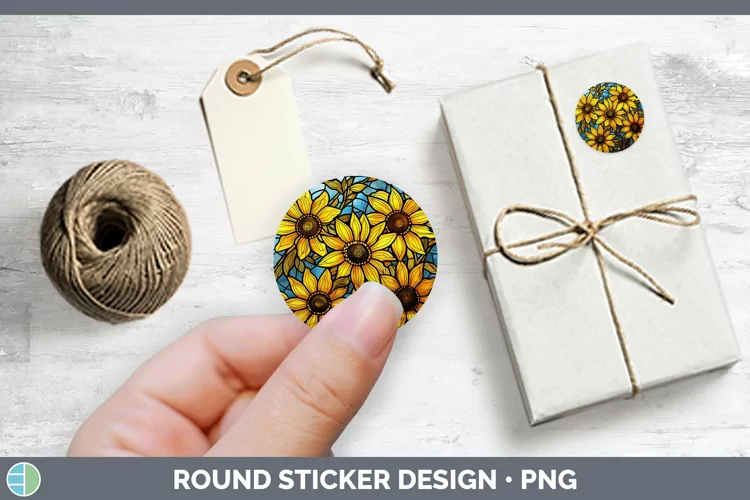 Stained Glass Black-eyed Susan Stickers | Round Labels Desig