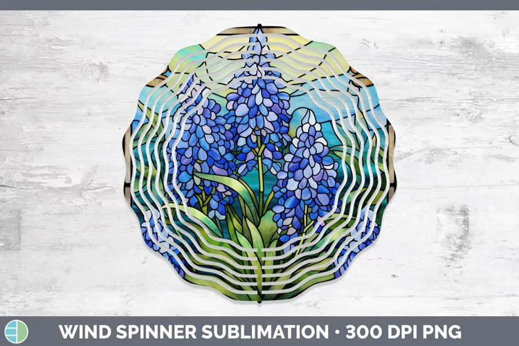 Stained Glass Bluebonnet Wind Spinner Sublimation Spinner De