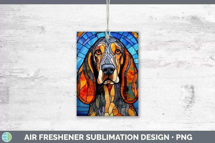 Stained Glass Bluetick Coonhound Air Freshener Sublimation C