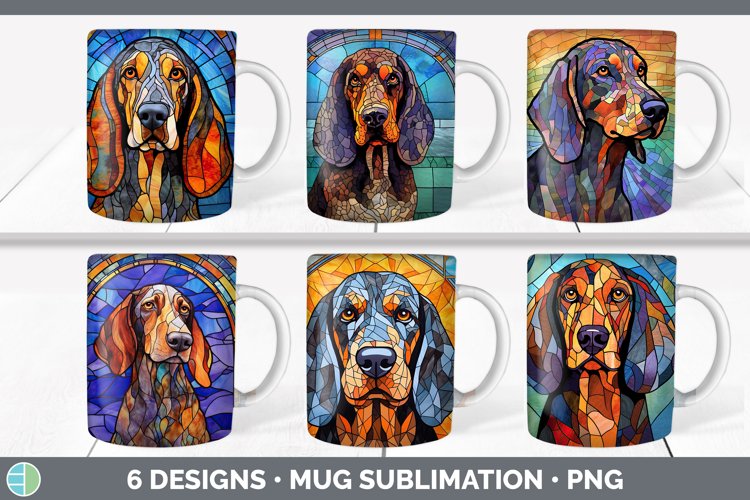 Stained Glass Bluetick Coonhound Dog Mug Wrap | Sublimation