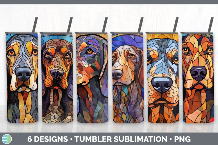 Stained Glass Bluetick Coonhound Dog Tumbler | Sublimation 2