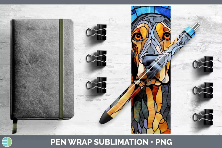Stained Glass Bluetick Coonhound Pen Wrap Sublimation Epoxy