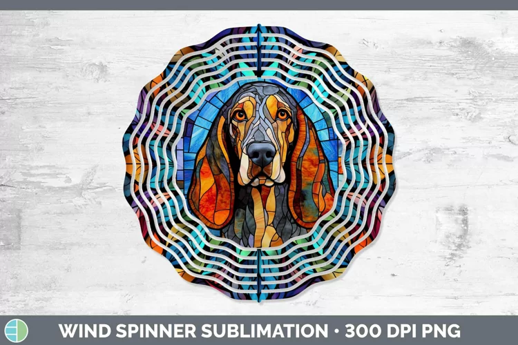Stained Glass Bluetick Coonhound Wind Spinner Sublimation Sp