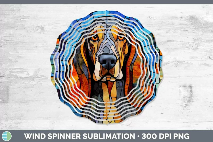 Stained Glass Bluetick Coonhound Wind Spinner Sublimation Sp
