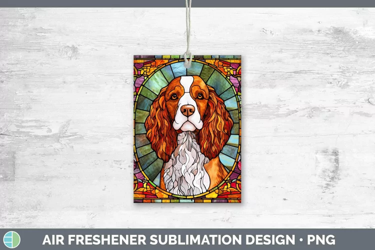 Stained Glass Brittany Dog Air Freshener Sublimation Car Fre