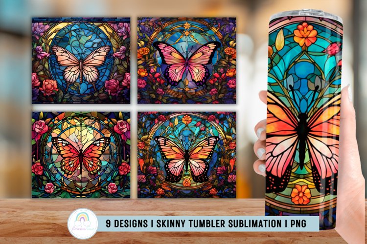 Stained Glass Butterfly Tumbler Sublimation