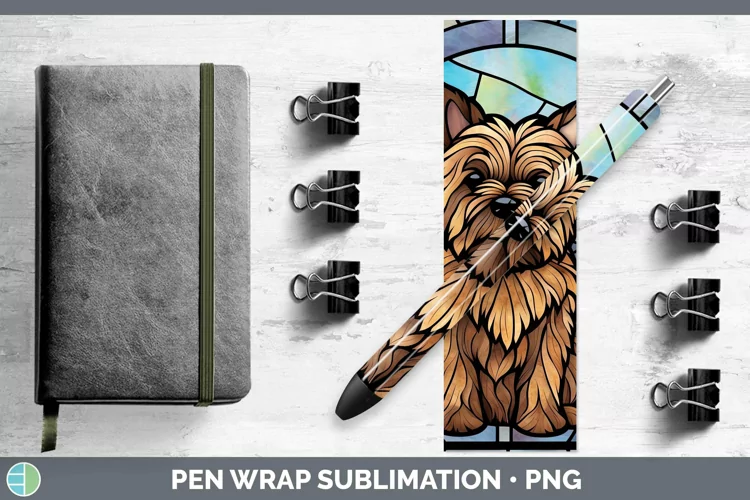 Stained Glass Cairn Terrier Pen Wrap Sublimation Epoxy Pen D