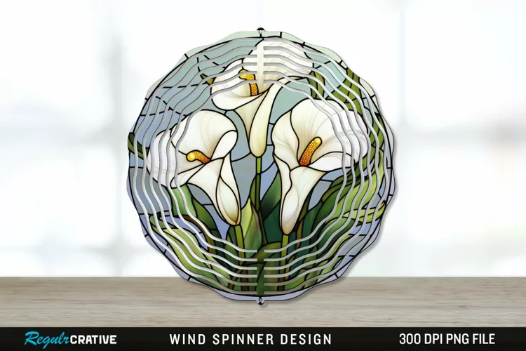 Stained Glass Calla Lily Flowers Wind Spinner Sublimation