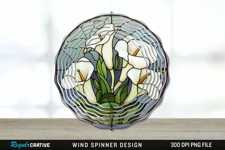 Stained Glass Calla Lily Flowers Wind Spinner Sublimation