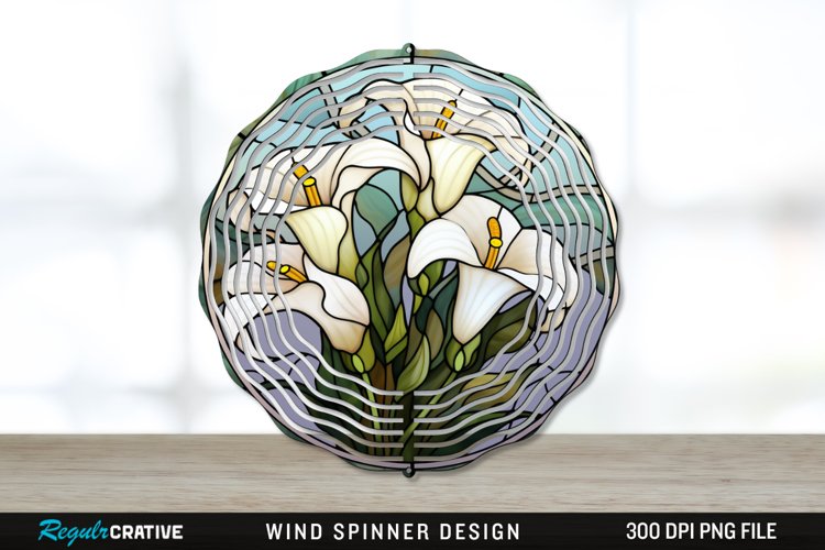 Stained Glass Calla Lily Flowers Wind Spinner Sublimation