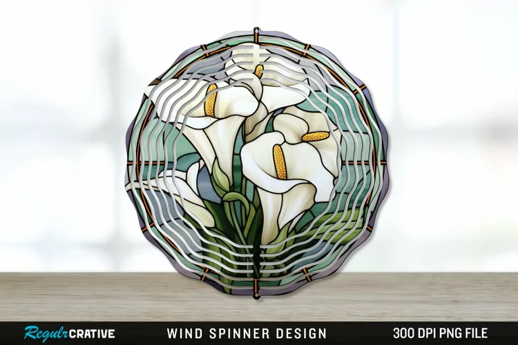 Stained Glass Calla Lily Flowers Wind Spinner Sublimation