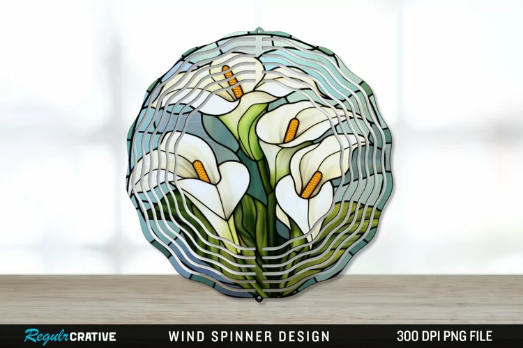 Stained Glass Calla Lily Flowers Wind Spinner Sublimation